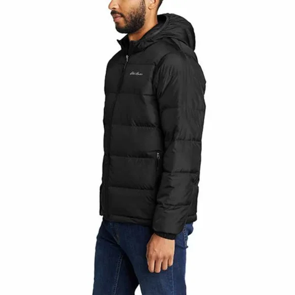 BLACK NWT Eddie Bauer Men’s Hooded Down Jacket - Picture 3 of 8